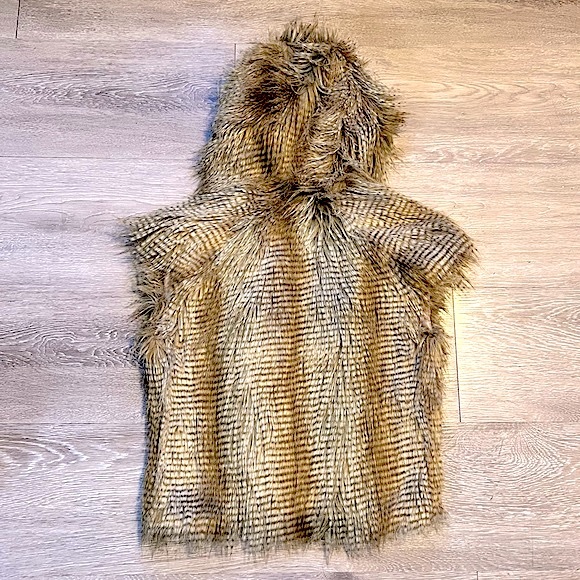 BCBGENERATION โข Faux-Fur Hooded Vest โข Size XS-Small โข Brown, Golden, Tan, Cream - Picture 3 of 16
